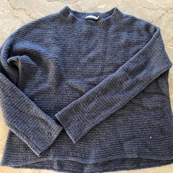 Vince Wool Cashmere Sweater Ribbed Knit Round Mock Neck Small Relaxed Fit - Picture 1 of 3